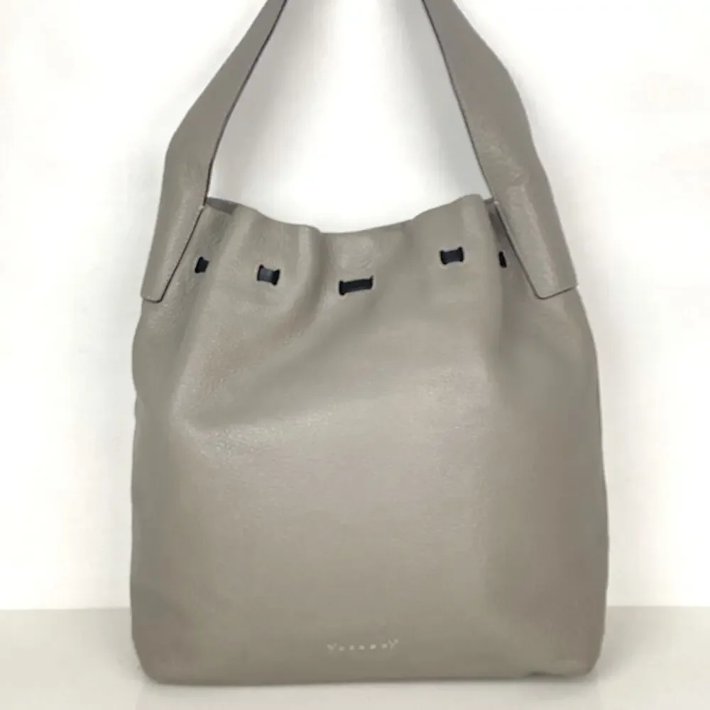 ELIZABETH AND JAMES Grey Pebbled Leather Teddy Hobo Shoulder Bag - $525.
